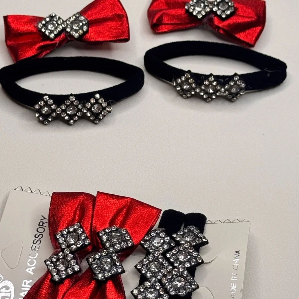 Pink and Black Hair Accessories with Elegant Rhinestone Embellishments